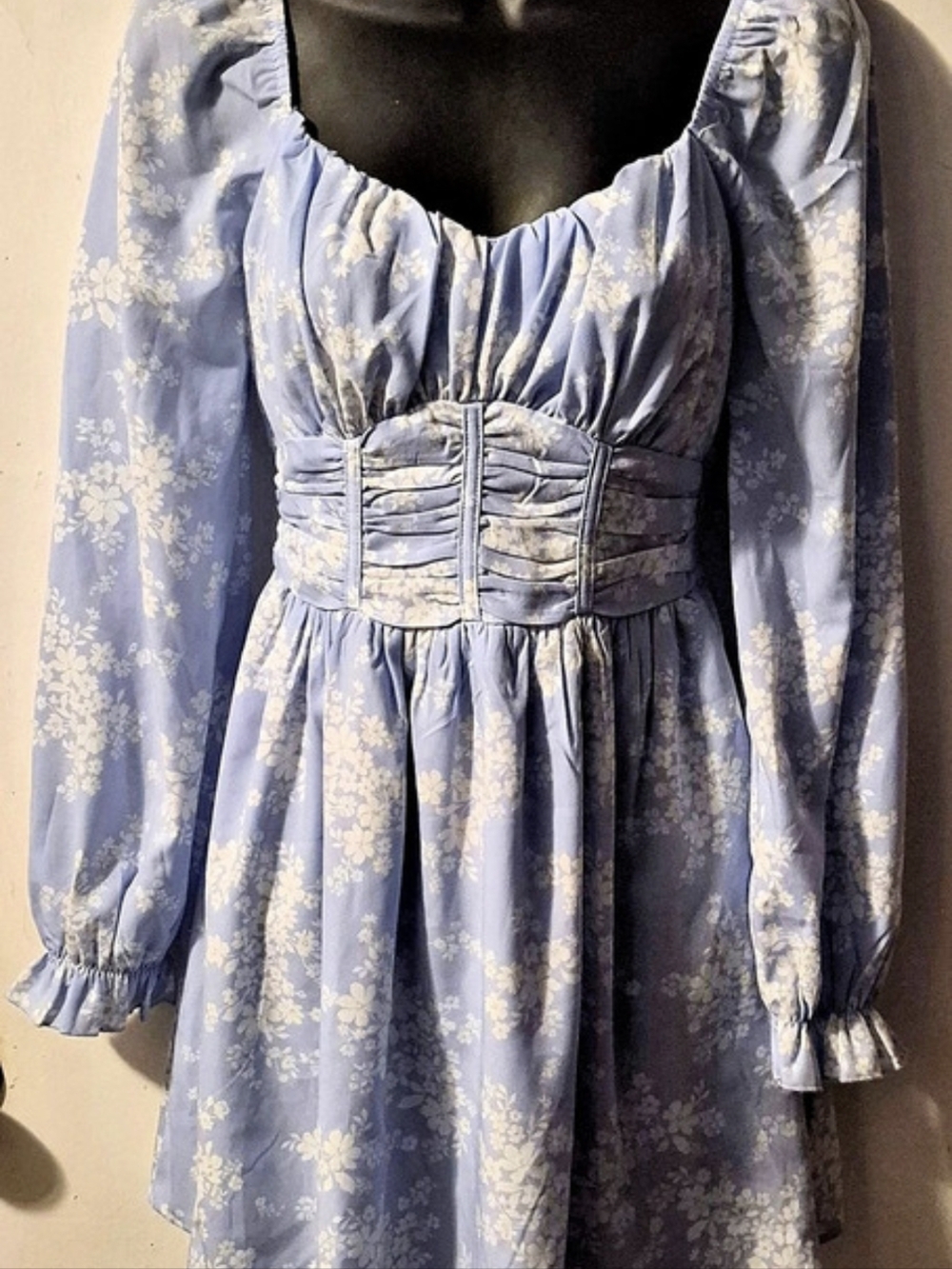 Inspired Hearts Floral Mini Whimsical, Fairy Dress Blue & White Size Small NWT